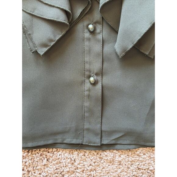 Robbi & Nikki Olive Green Ruffle Sleeveless Tank Blouse Shirt Top XS NEW NWT - Picture 6 of 13